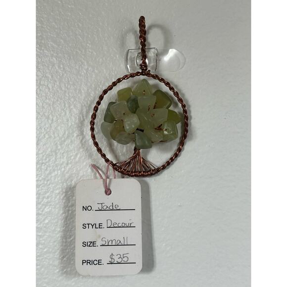 Handmade Copper and Serpentine Crystal Tree of life 3.5x2” Wall Decor - Picture 2 of 5